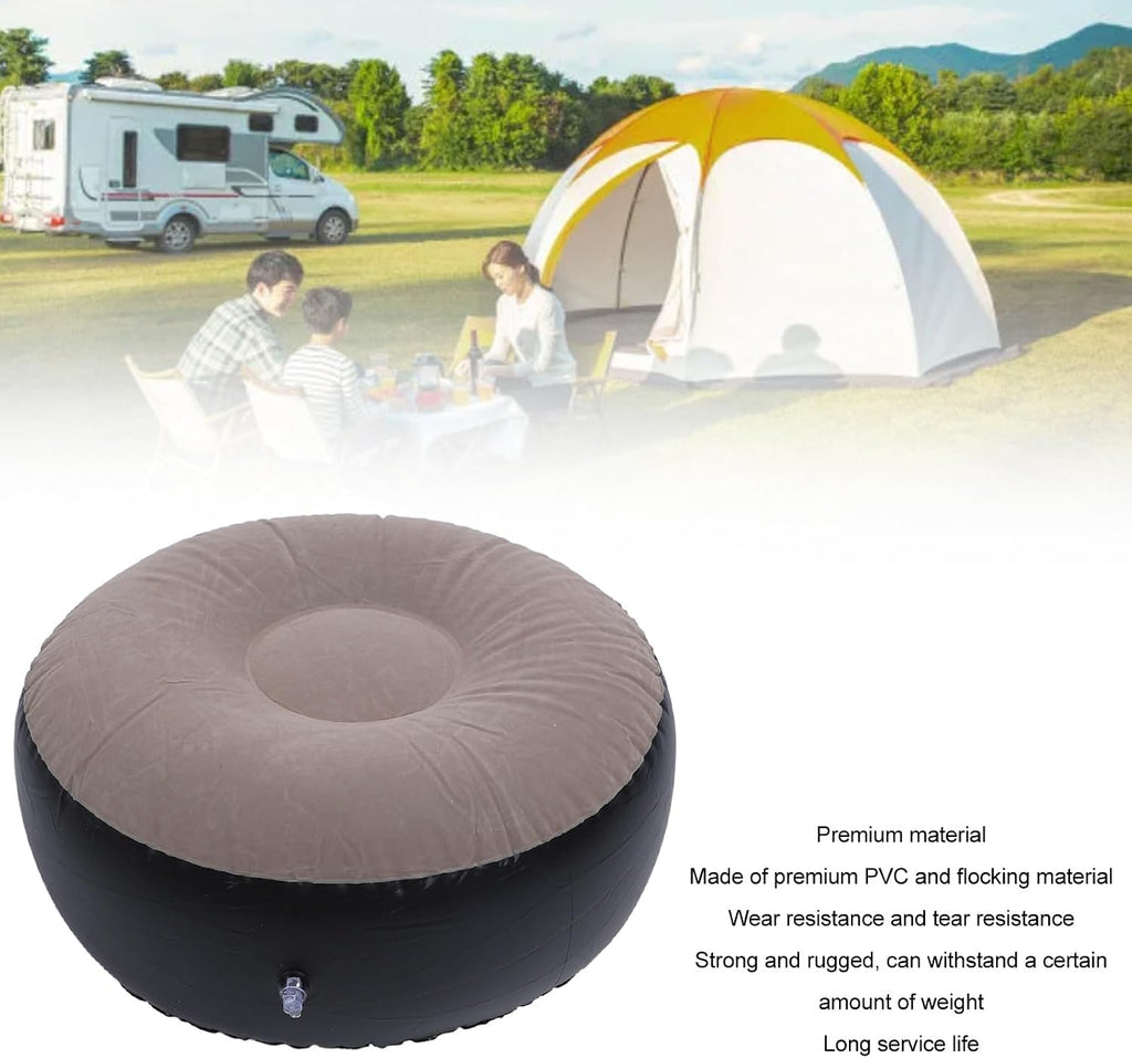 Inflatable Stool Ottoman Footrest, All Weather Foot Rest Indoor or Outdoor Use, Portable Flocking Inflatable Stool Ottoman Pouf Footstool for Home Patio Garden, Camping, Travel