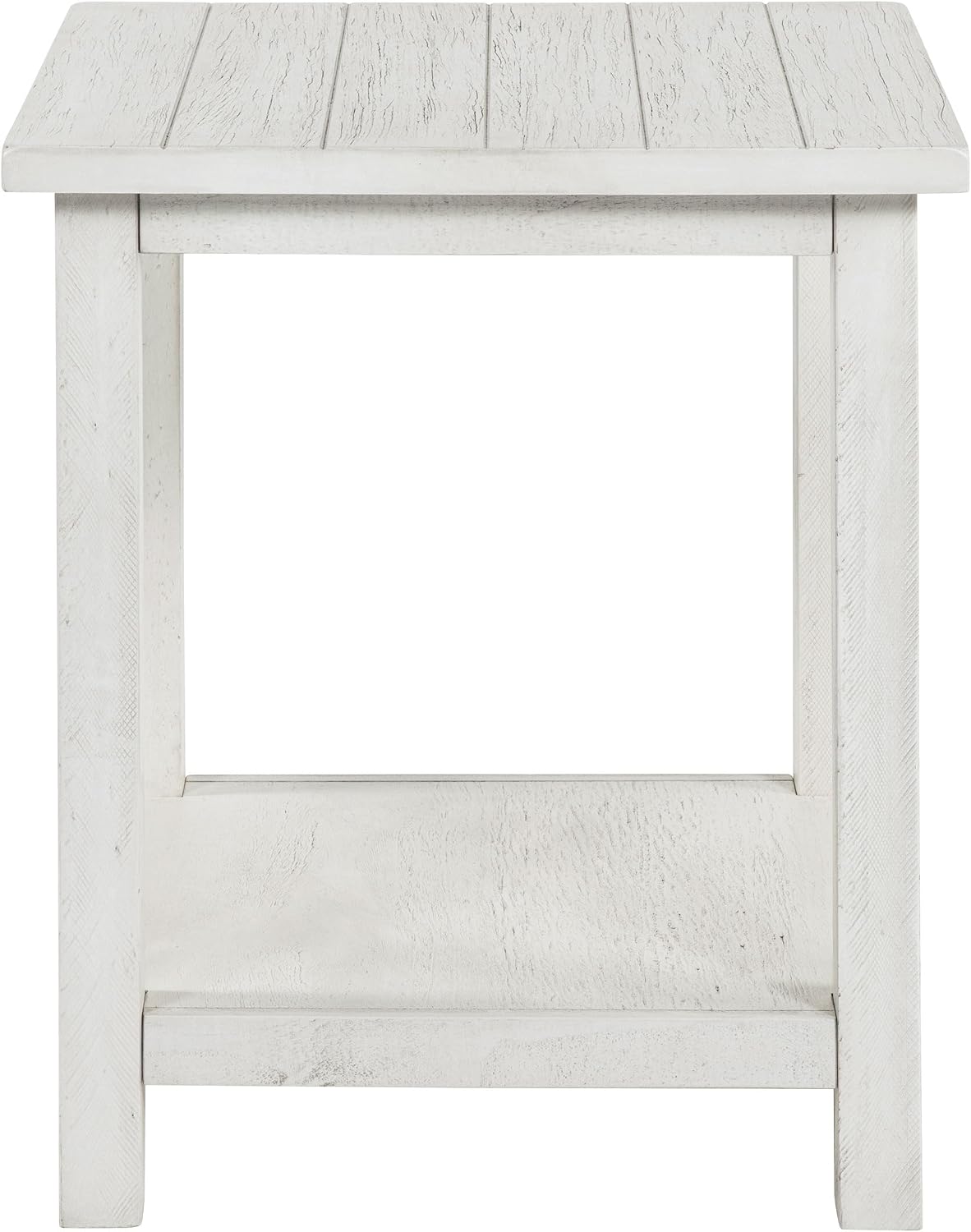 Coaster Home Furnishings - Payne - Wood - Square End Table with Lower Shelf, Open Storage and Rustic Style - Living Room - 20-Inch - White - 710556