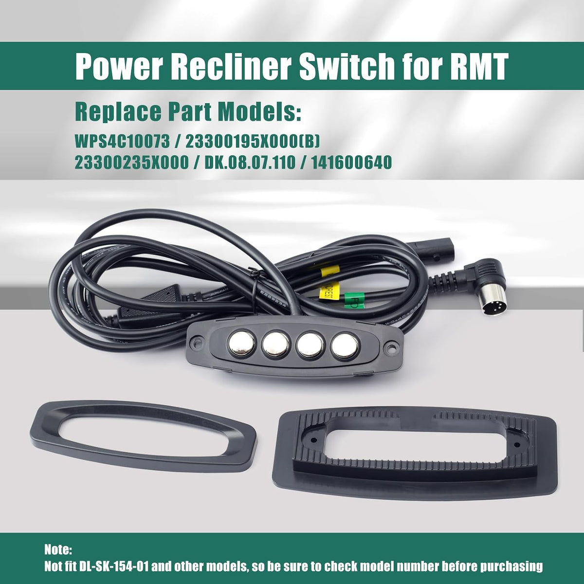 YUXIVCNE WPS4C10073 Power Recliner Controller for RMT with 4 Button 5 Male and 2 Female Pin Lift Chairs Cable, Controller Hand Control Replace 23300195X000(B) 23300235X000 DK.08.07.110 141600640