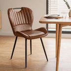Modern Dining Chair, Faux Leather with Metal Legs for Kitchen (1PCS, Brown) | Easy to Clean Faux Leather, Ergonomic Back Support, 300 lbs Capacity, Minimalist for Kitchen, Dining Room, Restaurant, Cafe