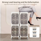 4 Tier Slim Bathroom Storage Cabinet, Foldable and Movable, White | Tools Free, ABS and PET, Magnetic Clear Door, Adjustable Shelves, Lockable Wheels, Water Resistant, For Narrow Space