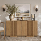 Yechen Buffet Cabinet with Storage, 55" Accent Sideboard Modern Credenza with Doors & Adjustable Shelves Fluted Media Console Wood Coffee Bar Table for Living Kitchen Dining Room
