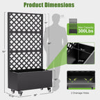 Metal Raised Garden Bed with Trellis and Wheels,72"x 36"x 16" Planter Box with Trellis Privacy Screen,Planter with Trellis and Drainage Holes for Climbing Plants,Vegetables & Vines,Outdoor Plants
