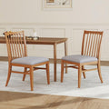Wood Dining Chairs Set of 2, Upholstered Farmhouse Dining Room Chair, Chenille Armless Side Chair with Solid Rubberwood Legs, Rustic Wooden Kitchen Chair for Kitchen/Living Room, Grey
