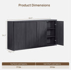 SICOTAS Buffet Cabinet with Storage Accent Sideboard with 4 Doors 66.3" Wide Fluted Credenza Modern Buffet Table Media Console Cabinet Entryway Cabinets for Living Room Kitchen Dining Room Hallway