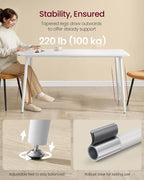 VASAGLE 55.1" Dining Table for 4-6 People, Modern Kitchen Table, Heat-Resistant Tabletop, Quick Assembly, for Dining Room, Snow White, Island Collection UKDT100W101S