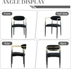 Baysitone Dining Chairs Set of 2 Mid-Century Modern Upholstered Boucle Dining Room Chairs Open Back Curved Backrest Black Metal Legs Gold Armchairs for Kitchen Living Room, Black(Only Chairs)
