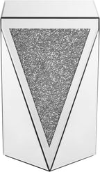 Henf Mirrored End Table Modern Inverted Triangular Side Table with Crystal Design Decorative Glass Accent Small Coffee Table Bedside Table for Home Decoration Crystal Diamond Bed Night Stand