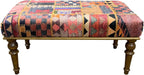 Rug Ottoman Bench, Upholstered Bench, Patchwork Bench, Bohemian Bench, Piano Bench, Entry Bench, Handmade Bench, Wood Bench, Bedroom Bench, Kitchen Bench, Dining Bench, Vintage Antique Bench
