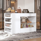 Armoire Bedroom Island Wardrobe Closet Island with 8 Drawers & Glass Tabletop, Walk in Closet Island with Drawers, Island Dresser with Display Shelf, for Bedroom White 47.2”W x 23.6”W x 31.5”H