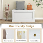 LOKO 35.5-inch Wooden Storage Bench, Lift Top Storage Box (White) | Large Storage Chest | Farmhouse Storage Trunk | Metal Hinges | Safety Hydraulic Strut | For Living Room, Bedroom, Entryway