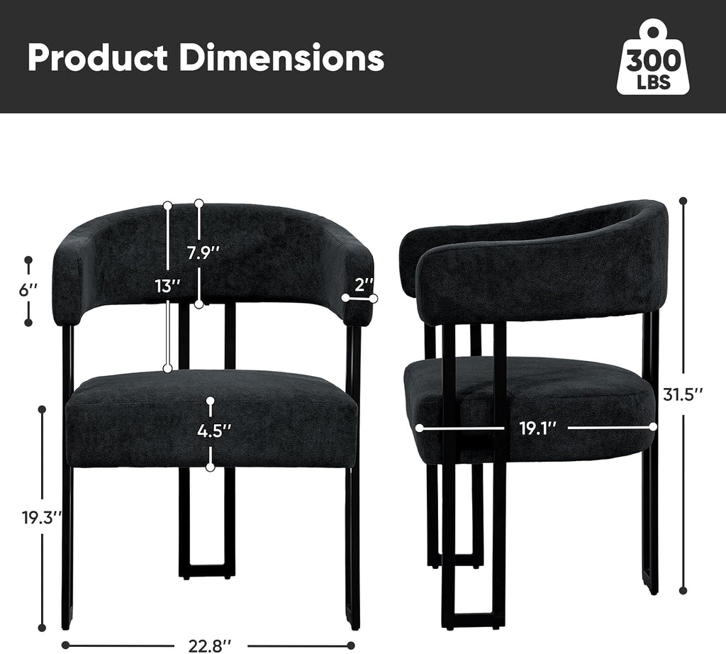 SIMTONAL Boucle Dining Chairs Set of 4-Black Accent Chairs with Arms, Soft Teddy Fleece Upholstered Armchairs for Kitchen Dining Living Room
