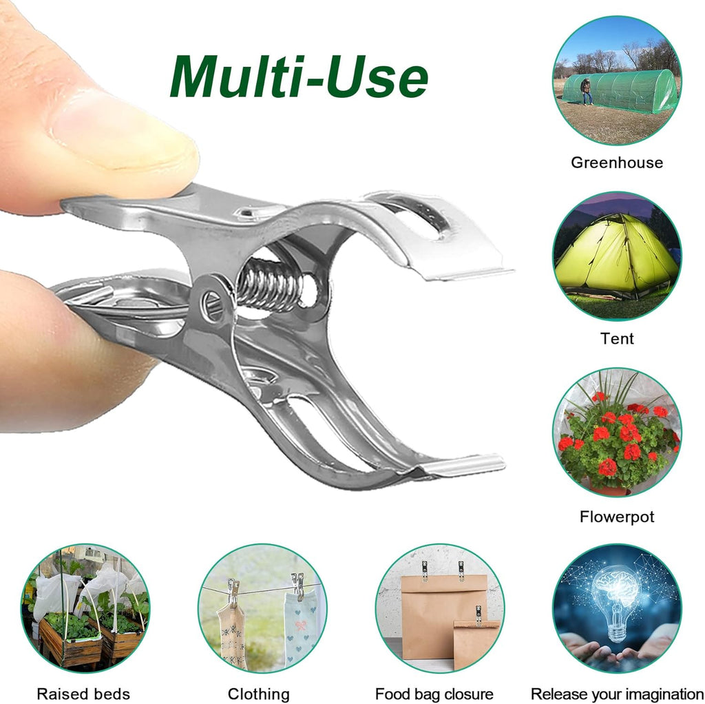 20 Pcs 2.3inch Pvc Clamps, Gardening Clips for Netting, Greenhouse Clamps Made of Stainless Steel, Have a Strong Grip of Greenhouse Clips, For 1/2'', 3/4'', 1'' Garden Hoops