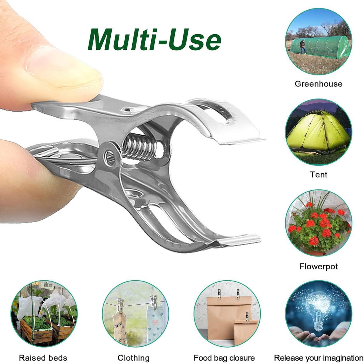 20 Pcs 2.3inch Pvc Clamps, Gardening Clips for Netting, Greenhouse Clamps Made of Stainless Steel, Have a Strong Grip of Greenhouse Clips, For 1/2'', 3/4'', 1'' Garden Hoops
