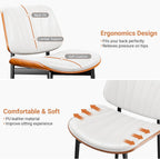 YaFiti Dining Chairs Set of 2, Mid Century Modern PU Leather Kitchen Chairs | Ergonomic Walnut Backrest, Upholstered Waterproof Faux Leather Seat, Stable Metal Legs, Adjustable Footpads, White Scallop