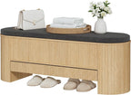Gyfimoie Shoe Storage Bench with Cushion, Sturdy Entryway Bench Supports 300 lb, Wood Storage Chest with Drawer for Bedroom, 47.64"*17.91 * 13.98" Inches, Shoe Benches for Living Room, Hallway