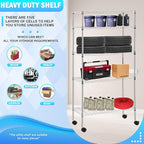 PayLessHere 14" D x 30" W x 60" H Shelves Storage Shelves Shelving NSF Certified 5 Tier Adjustable Shelf with Sliding Wheels Versatile Storage Solution Effortless Assembly and Mobility, Chrome