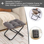 LITA Folding Upholstered Footrest with Straight & Square Shape,Small Ottoman， Dark Grey