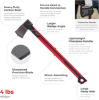 INTERTOOL Splitting Axe for Firewood 28” Maul Wood Splitter Ax Tool for Deeper Cuts, Chopping, Kindling, Camp, Survival - Shock Absorbing MAX Grip Handle, Sheath - HT08-0297