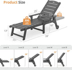 LUE BONA Outdoor Chaise Lounge, 5‑Position, 2‑Pack, Dark Gray