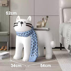 AETVRNI Adorable Cat-Shaped Side Table, 21" Lx13 Wx20 H,Animal-Shaped Resin Decor Kitty Nightstand End Table for Cat Lovers Living Room Bedroom,White
