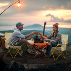 Nazhura 2 Pack Outdoor Camping Chairs Folding/Foldable/Portable with Cooler Pouch, Mesh Backrest and Cup Holder Pocket(Yellow, Metal, 2 Pack)