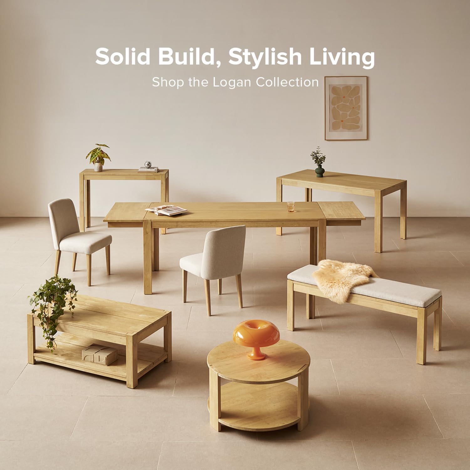 mopio Logan Upholstered Beige Parson Dining Chair Set of 4, Modern Farmhouse Solid Light Oak Wood with Ergonomic Curved Back Rest for Dining Room and Kitchen