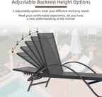 Shintenchi Patio Chaise Lounge Set of 2, Pool Chaise Lounge with Arm,Outdoor Lounge Chair with 5 Adjustable Backrest,Sunbathing Recliner,Beach Chair,Pool Chairs,Dark Grey