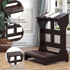 Prayer Kneeler, Wooden Prayer Bench Stool with Shelf and Cushion, Padded Kneeler Shelf for Kneeling at Home, Church Prayer Bench Stool Table