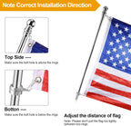 Flag Pole Rings, 1" Spinning Flagpole Ring Clips, 2 Pcs Aluminum Alloy & Steel 360° Rotating Anti Wrap Flag Mounting Rings with Snap Carabiners for 0.75-1.02 Inch Diamete Flagpole (Φ1, Silver)