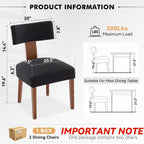 FOXHUNTER Upholstered Dining Chairs Set of 2, Modern Wooden Armless Kitchen Chairs with Curved Backrest, Mid-Century Farmhouse Dining Side Chairs, Linen Black