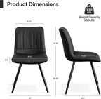 Dining Chairs Set of 4, Modern Dining Chairs with Thick Cushions, PU Leather Upholstered Kitchen Dining Room Chairs with Metal Legs for Dining Living Room (Black)