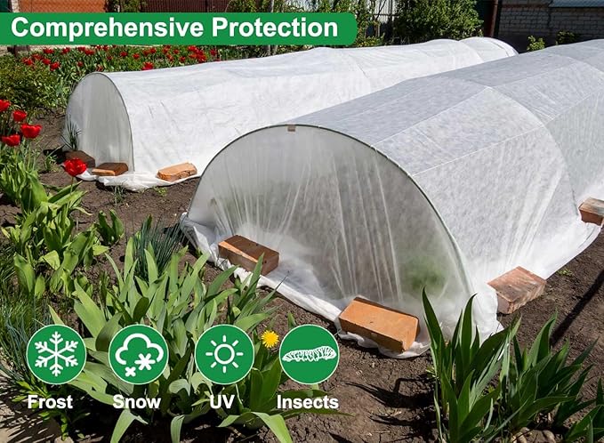 KLEWEE Plant Covers Freeze Protection 10 x 50 Ft, 1.05 oz/yd² Thicker Frost Cloth Plant Freeze Protection, Frost Blankets Covers for Outdoor Plants Winter Frost Protection, Garden Floating Row Covers