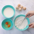 TP Mixing Bowl Set with Lids, 6-Piece Melamine Nesting Bowls Set for Pasta Baking Salad Mixing, Set of 3, Glossy Turquoise
