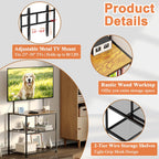 23 Inch to 50 Inch Floor Small Corner TV Stand with Storage Shelves for Living Room Bedroom, Universal Floor Television Stands with Mount, Rustic Brown Corner TV Table Desk Shelf for Small Space