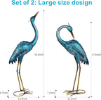 Kircust Garden Sculpture & Statues, Blue Heron Lawn Ornaments Standing Metal Crane Yard Art Large Size Bird Decoy for Outdoor Lawn Backyard Porch Patio Decoration, Set of 2