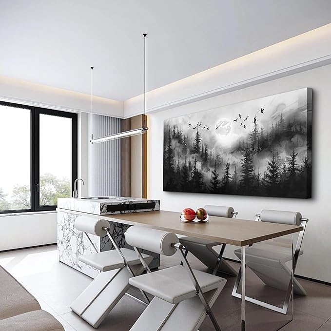 Lapremoly Forest Tree Painting for Living Room Modern Landscape Wall Art Canvas Prints Black And White Pictures Home Decor Bedroom Bathroom Office Large Wall Decor Artwork Ready To Hang Art Decor