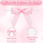 woric 60 PCS Mini Pink Bows 2.5" Premade Twist Tie Bows for Crafts | Pink Satin Ribbon for Treat Bags Cake Baking Gift Wrapping Wedding Birthday Baby Shower Party Favors