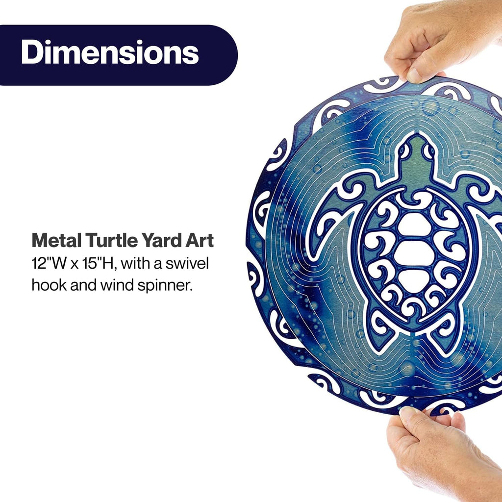VP Home Tribal Turtle Kinetic Wind Spinners for Yard and Garden Wind Spinner Outdoor Metal Large Hanging Turtle Decor 3D Garden Art Wind Sculpture Spinners Kinetic Art Lawn Ornaments, 12x15 inches
