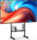 Heavy Duty Floor TV Stand for 50-100 Inch TVs, 220 lbs, Max VESA 800x600mm | Large Height Adjustable Tall Steel TV Cart with Storage Shelf for Living Rooms, Offices, Gyms, Classrooms, and Events, Black