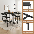 Zevemomo 5-Piece Dining Table Set, Bar Table Set for 4, Kitchen Table and Chairs, Counter Height High Top Table with 4 PU Upholstered Stools, Space-Saving Pub Table Sets for Small Space, Black