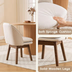 ROCITY Swivel Dining Chairs Set of 4, Beige Linen Kitchen Chairs with Solid Wood Legs, Mid Century Modern Upholstered Dining Room Chair Armless Accent Chair for Kitchen/Restaurant