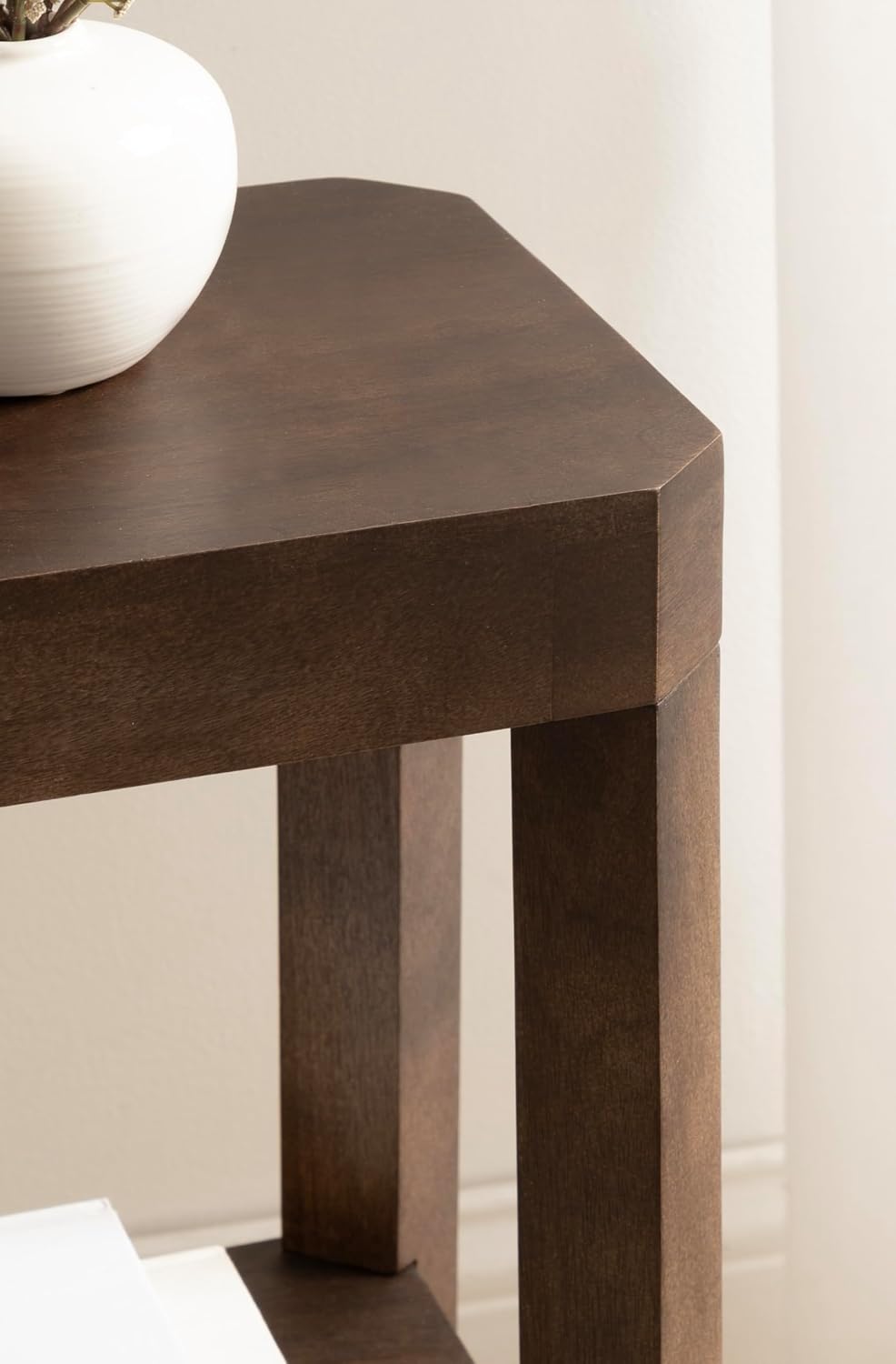 Kate and Laurel Talcott Modern Rectangle Wood Side Table, 16 x 10 x 25, Dark Brown, Transitional Decorative Two-Tier End Table for Use as a Bedroom Nightstand or Living Room Accent
