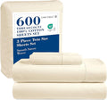 LANE LINEN 100% Cotton 600 TC Soft Twin Bedding Sheets & Pillowcases Set- Sateen Weave Fully Elasticized 15 inch Deep Pocket Twin Sheets, Hotely Like Think Natural Cooling Bedding- Ivory
