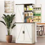 Farmhouse Kitchen Pantry Cabinet with 3 Drawers,71" Tall Rustic Wood Storage Cabinet with 6 Door Shelves,with Load-Bearing Steel Pipe,Pantry Organizers for Kitchen,Dining Room(Rustic Off White)
