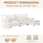 Oversized L Shaped Sectional Couch for Living Room, Extra Large Deep Seat Modular Sectional Sofa with Washable Covers, Modern Cloud Couch for Apartment, Bedroom (Beige, L Shape 4 Seat)
