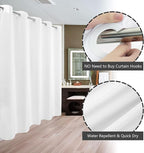 No Hook Long Shower Curtain or Liner Soft Microfiber - 75" Length Fabric Shower Curtain Liner Set, Machine Washable & Water Repellent, White, 71x77