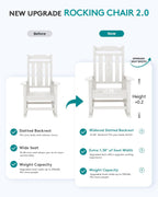SERWALL Oversized Outdoor Rocking Chair Set of 2, HDPE Outdoor Rocking Chair for Adults, White