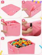 YOHOOLYO 2 In 1 Toy Storage Play Mat, Storage Box for Kids Children Space Adventures Design,Nursery, Playroom, Basket for Building Bricks Blocks Collapsible Cube Bin, 16.9"x16.9"x16.9"