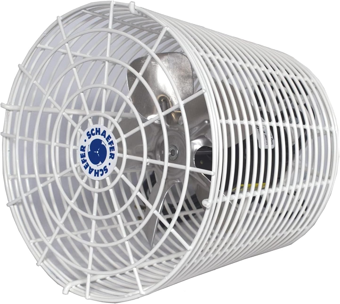 Schaefer VK8 Versa-Kool Air Circulator Fan, Ceiling Wall Mount Greenhouse Fan & Steel Guards, 450 CFM, 1/100 hp, Energy-Efficient Commercial Fan for Patio, Garage, Industrial & Workshop (White)